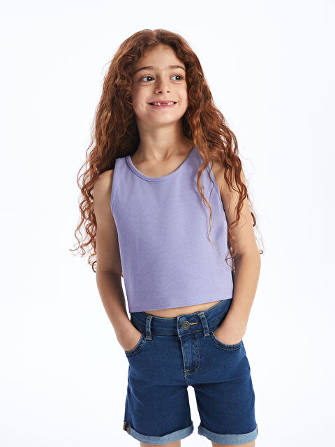 LCW Kids Bisiklet Yaka Basic Kız Çocuk Atlet - S4I886Z4-GRN