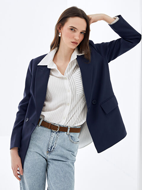 LCW Vision Plain Long Sleeve Women's Blazer Jacket - S4I889Z8-HFH