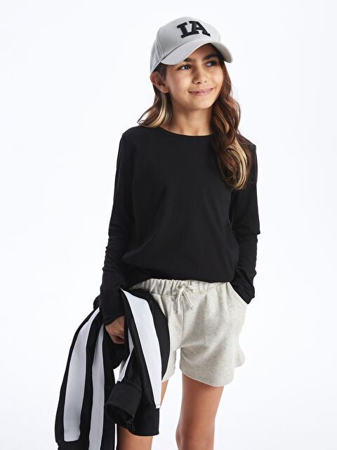 LCW Kids Bisiklet Yaka Basic Uzun Kollu Kız Çocuk Tişört - S4I901Z4-CVL
