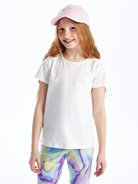 LCW Kids Bisiklet Yaka Basic Kısa Kollu Kız Çocuk Tişört - S4I904Z4-FDU