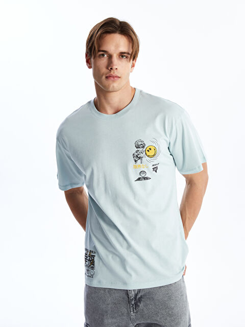 XSIDE Crew Neck Short Sleeve Smiley World Printed Jersey Men's T-Shirt - S4I980Z8-FZH