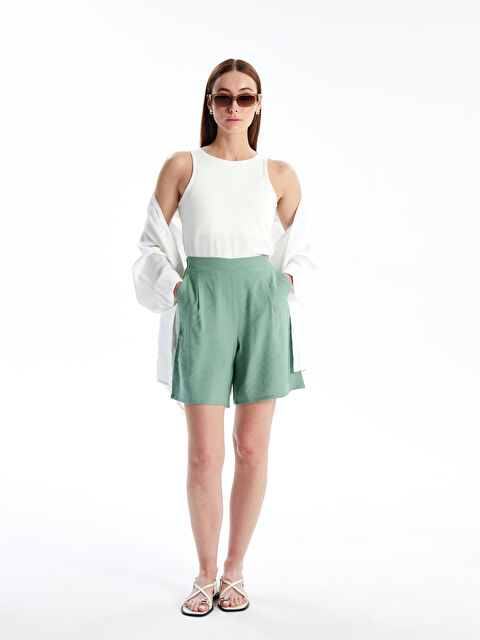 LCWAIKIKI Classic Kadın Beli Lastikli Düz Şort - S4IA66Z8-GYA