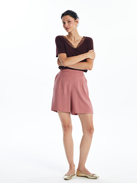 LCWAIKIKI Classic Kadın Beli Lastikli Düz Şort - S4IA66Z8-GTA