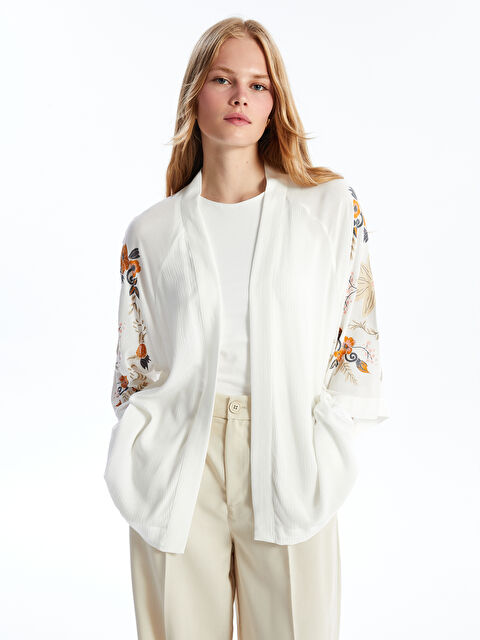 LCW Vision Şal Yaka Çiçekli Oversize Kadın Kimono - S4IA70Z8-R9J