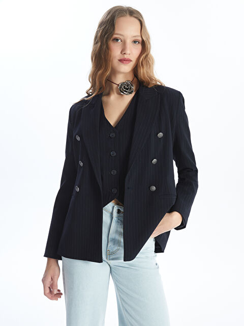 LCW Vision Çizgili Uzun Kollu Kadın Blazer Ceket