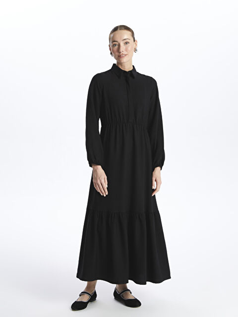 LC WAIKIKI Gömlek Yaka Düz Uzun Kollu Kadın Elbise - S4IC57Z8-CVL