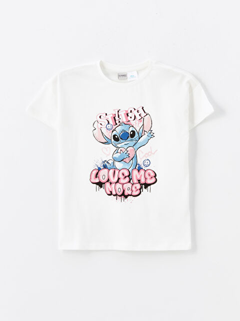 LCW Kids Crew Neck Stitch Printed Short Sleeve Girls' T-Shirt - S4IC76Z4-Q6K