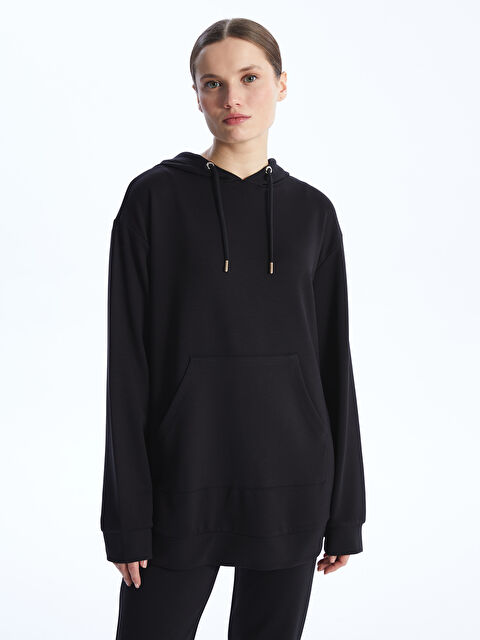 LCWAIKIKI Classic Tunique Oversize à Capuche Unie à Manches Longues pour Femmes - S4ID01Z8-CVL