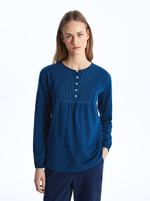 LCW Grace Bisiklet Yaka Desenli Uzun Kollu Kadın Bluz - S4IE39Z8-HQQ