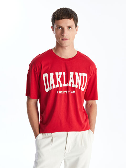 LCW ECO Crew Neck Short Sleeve Printed Combed Cotton Men's T-shirt - S4IF28Z8-CSG