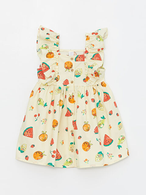 LCW Kids Askılı Kare Yaka Baskılı Kız Bebek Elbise - S4IG14Z1-LU9