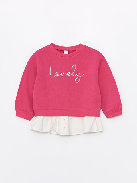LCW Kids Bisiklet Yaka Uzun Kollu Baskılı Kız Bebek Sweatshirt - S4IG24Z1-GZ6