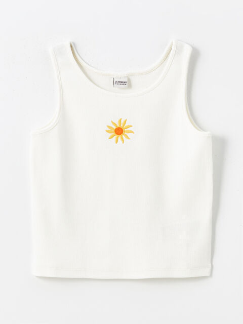 LCW Kids U Yaka Çiçekli Kız Çocuk Atlet - S4IG68Z4-FES