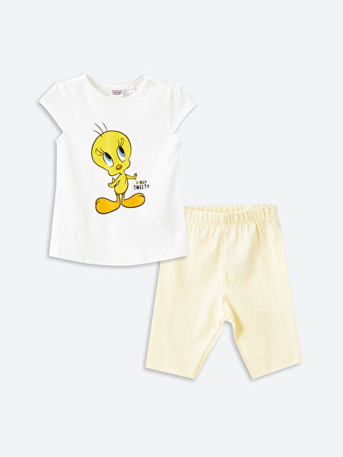 LCW Kids Bisiklet Yaka Tweety Baskılı Kız Çocuk Pijama Takımı - S4IH95Z1-FDU