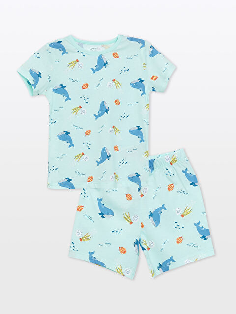 LCW baby Bisiklet Yaka Kısa Kollu Baskılı Erkek Bebek Şortlu Pijama Takımı - S4II15Z1-LRL