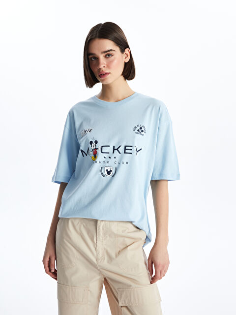 LCW Vision Crew Neck Mickey Mouse Printed Short Sleeve Women's T-Shirt - S4IL93Z8-FKP