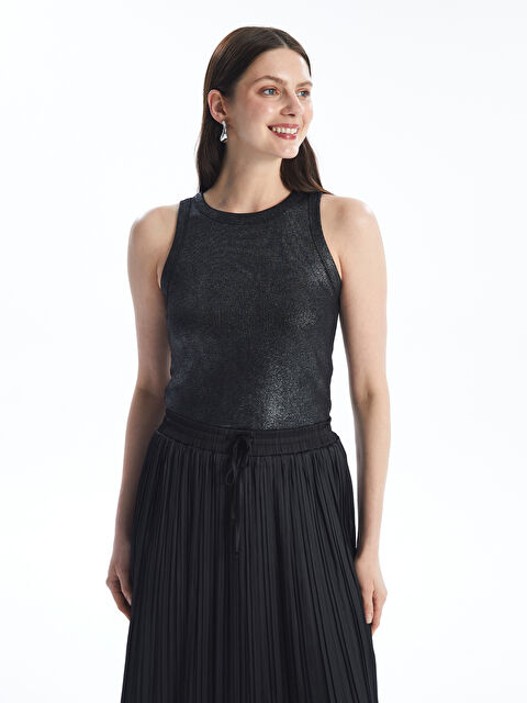 LCWAIKIKI Basic Bisiklet Yaka Parlak Görünümlü Kadın Atlet - S4IM30Z8-CVL