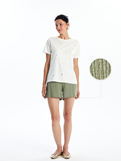 LCWAIKIKI Basic Kadın Beli Lastikli Düz Şort - S4IM95Z8-GN2