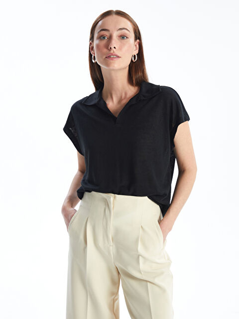 LCWAIKIKI Basic Polo Neck Plain Short Sleeve Women's T-Shirt - S4IN04Z8-CVL