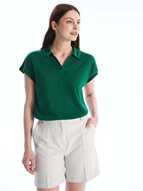 LCWAIKIKI Basic Polo Neck Plain Short Sleeve Women's T-Shirt - S4IN04Z8-R51