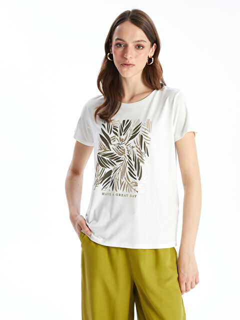 LCWAIKIKI Basic Crew Neck Printed Short Sleeve Women's T-Shirt - S4IO07Z8-R9J