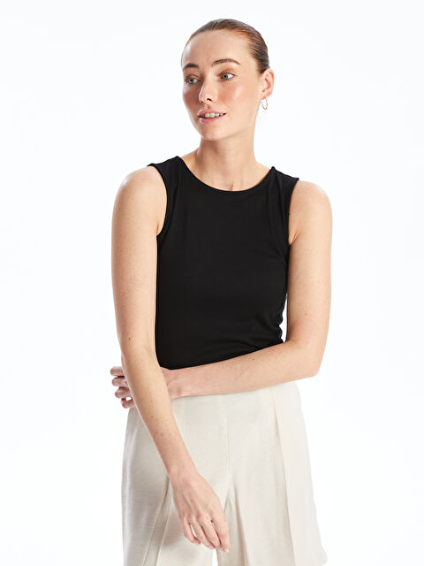 LCWAIKIKI Basic Kadın Bisiklet Yaka Düz Atlet - S4IO88Z8-CVL