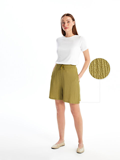 LCWAIKIKI Basic Beli Lastikli Rahat Kalıp Kadın Şort - S4IO94Z8-GUW