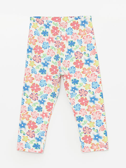 LCW Kids Beli Lastikli Çiçekli Kız Çocuk Tayt