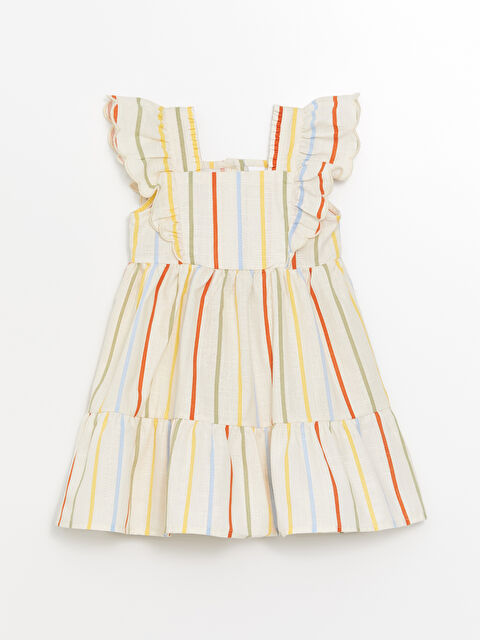 LCW Kids Kare Yaka Kolsuz Çizgili Kız Bebek Elbise - S4IR26Z1-SZ5