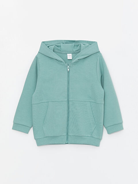 LCW Kids Hooded Long Sleeve Baby Boys' Zipper Sweatshirt - S4IR29Z1-GNE