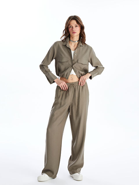 LCW Vision Elasticated Waist Regular Fit Women's Trousers - S4IT29Z8-GN2