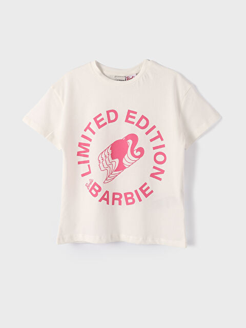 LCW Kids Crew Neck Barbie Printed Short Sleeve Girls' T-Shirt - S4IT58Z4-FDU