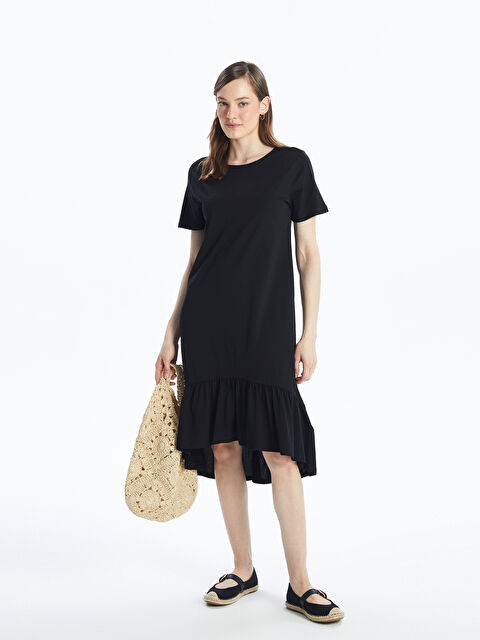 LCWAIKIKI Classic Crew Neck Plain Short Sleeve Women's Dress - S4IT80Z8-CVL