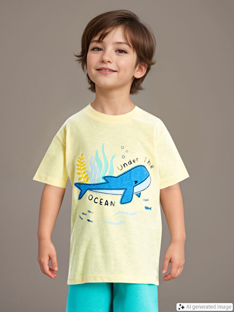 LCW Kids Bisiklet Yaka Kısa Kollu Baskılı Erkek Bebek Tişört - S4IT83Z1-FTR