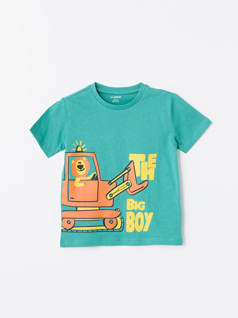 LCW Kids Bisiklet Yaka Kısa Kollu Baskılı Erkek Bebek Tişört