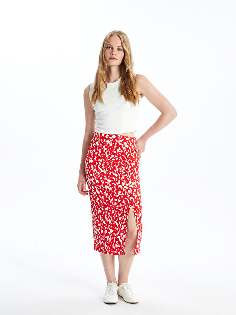 LCW Vision Beli Lastikli Desenli Kadın Etek - S4IV22Z8-LTQ