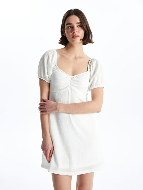 XSIDE Sweetheart Neck Plain Short Sleeve Women's Dress - S4IY23Z8-Q6K