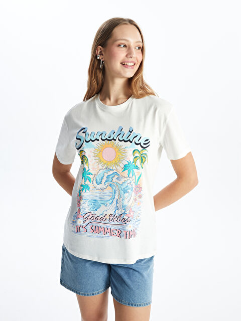 XSIDE Crew Neck Printed Short Sleeve Women's T-Shirt - S4IY46Z8-R9J