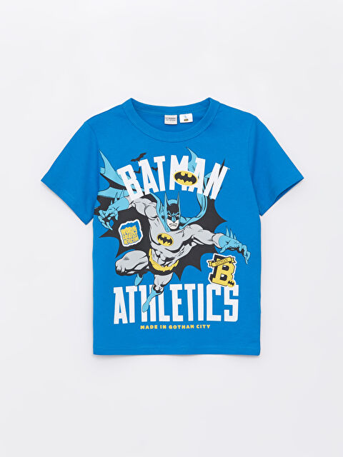 LCW Kids تیشێرت یه‌خه‌ خڕ چاپکراوی باتمان قۆڵ كورت بۆ کوڕان