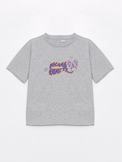 LCW ECO Crew Neck Printed Short Sleeve Girls' T-Shirt - S4J262Z4-DEK