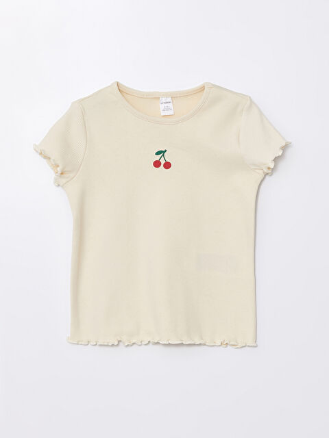 LCW Kids Bisiklet Yaka Baskılı Kısa Kollu Kız Bebek Tişört - S4J424Z1-R9J