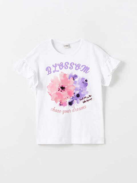 LCW Kids Crew Neck Printed Short Sleeve Girls' T-Shirt - S4J442Z4-Q6K