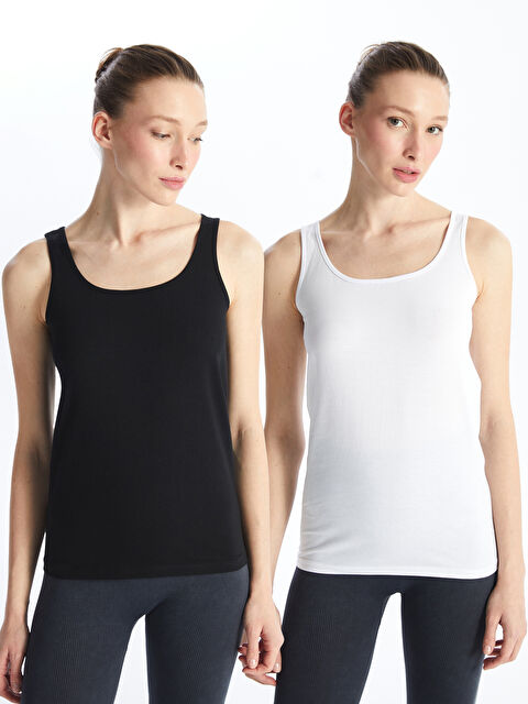 LCW DREAM Kadın Bisiklet Yaka Düz Atlet 2'li Paket - S4J483Z8-FFB