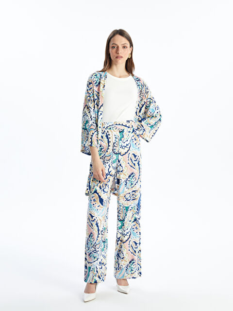 LCWAIKIKI Classic Панталон Палацо с еластична талия и шарки за жени - S4J600Z8-F9C