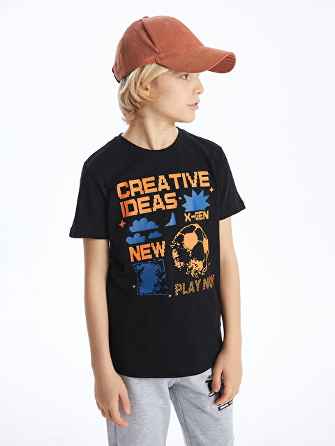 LCW Kids Bisiklet Yaka Baskılı Kısa Kollu Erkek Çocuk Tişört - S4J770Z4-CVL