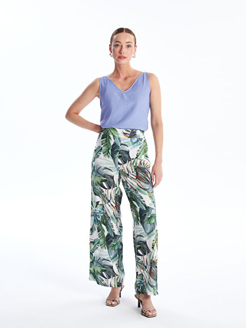 LCWAIKIKI Classic Elasticated Waist Relaxed Fit Patterned Women's Trousers - S4J839Z8-VE4
