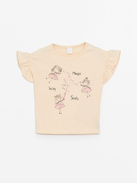 LCW ECO Bisiklet Yaka Baskılı Kısa Kollu Kız Bebek Tişört - S4J886Z1-FW7