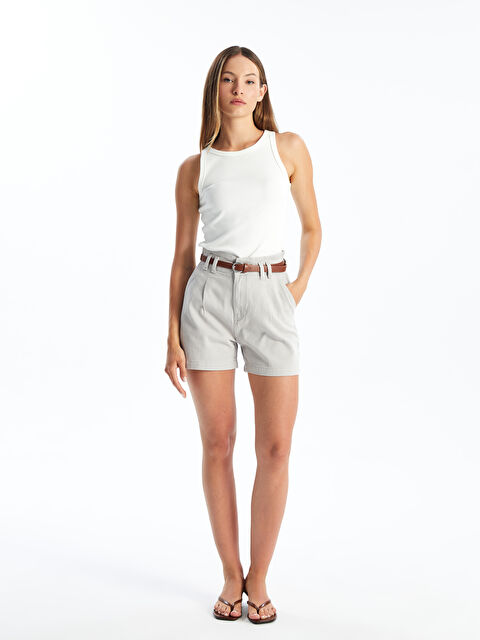 LCW Jeans Beli Kemerli Kadın Jean Şort - S4J890Z8-FMC