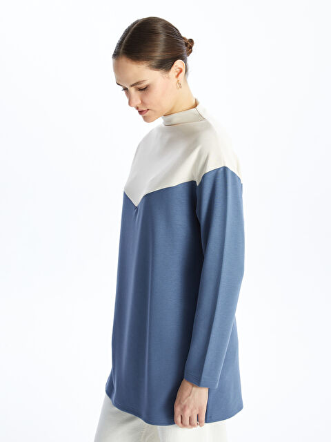 LCWAIKIKI Classic Dik Yaka Renk Bloklu Oversize Kadın Tunik - S4J926Z8-HNE