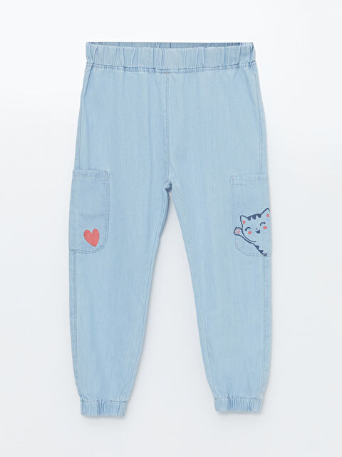 LCW Kids Джинсы для девочек с эластичным поясом и принтом - S4J938Z1-LR1